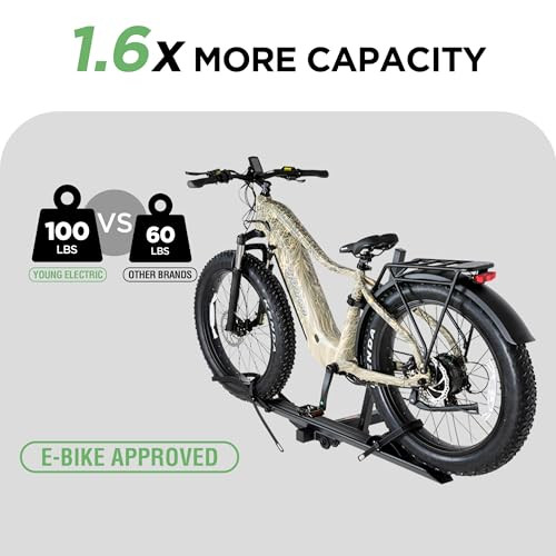 YOUNG ELECTRIC YOUNG 100LBS. CAPACITY ALUMINUM 1-EBIKE RACK BICYCLES - BLACK