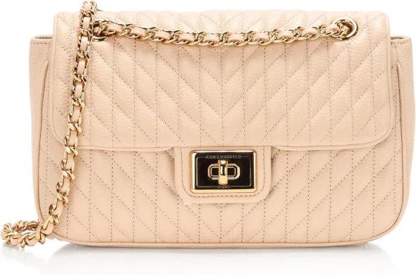 KARL LAGERFELD PARIS WOMEN'S QUILTED LEATHER SHOULDER BAG - BRIE New