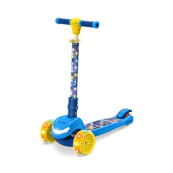 JETSON CHARACTER KIDS KICK SCOOTER LED LIGHTS UP SONIC 3-WHEEL - BLUE/YELLOW New