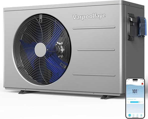 VARPOOLFAYE PRO 27000 BTU SWIMMING POOL HEAT PUMP GROUND POOL 7000 GALLON - GRAY