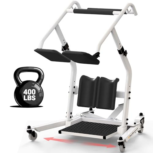 PROTRAVERSE STAND ASSIST LIFT SIT TO STAND PATIENT TRANSFER CHAIR - WHITE/BLACK