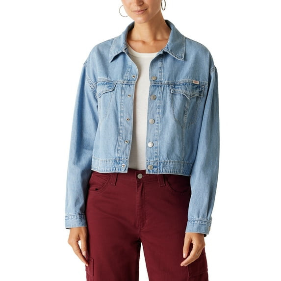 LEVI STRAUSS SIGNATURE WAY OUT WEST EASY TRUCKER DENIM SIZE: WOMEN L - OUT WEST New