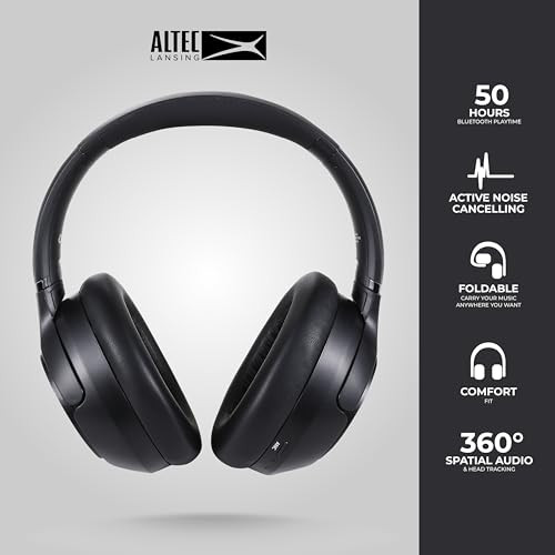 ALTEC LANSING COMFORT PRO OVER EAR BLUETOOTH WIRELESS NOISE CANCELLING - BLACK