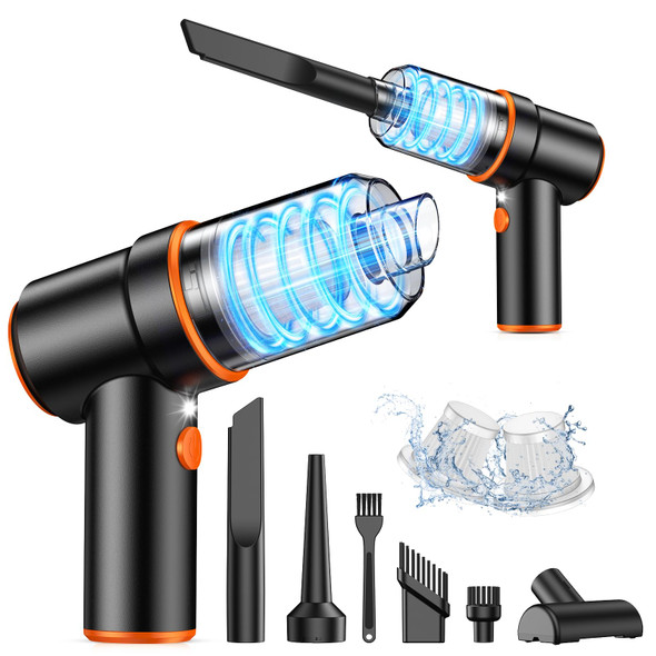 KMM HANDHELD CAR VACUUM CLEANER, 9000PA VACUUM CLEANER & AIR DUSTER BLACK/ORANGE