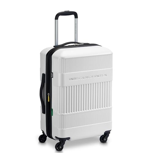 DELSEY PARIS UNITED COLORS OF BENETTON RIBBED HARDSIDE LUGGAGE SPINNER - WHITE New