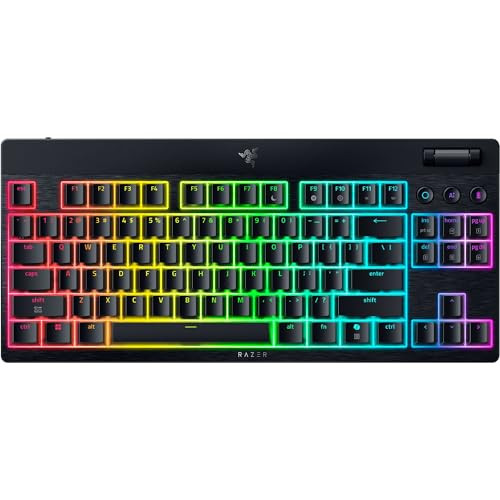 RAZER BLACKWIDOW V4 LOW PROFILE TKL HYPER-GREEN MECHANICAL SWITCHES - BLACK New