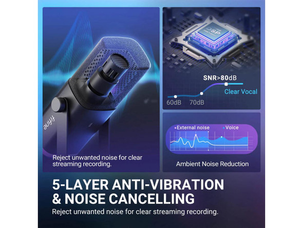 FIFINE AM8S Gaming Microphone with Adjustable Stand, Height Adjustable