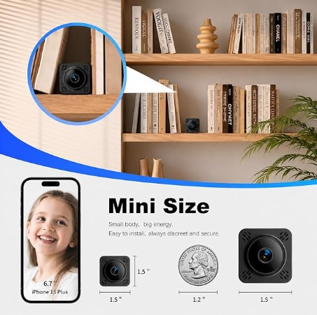 SHIBET HIDDEN CAMERA, MINI NANNY CAM WIRELESS WITH FREE CLOUD - BLACK