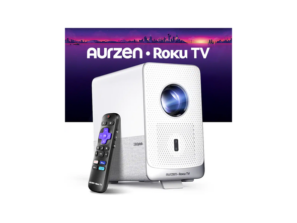 Aurzen Roku TV Smart Projector with Wifi and Bluetooth, D1R Cube Roku Streaming