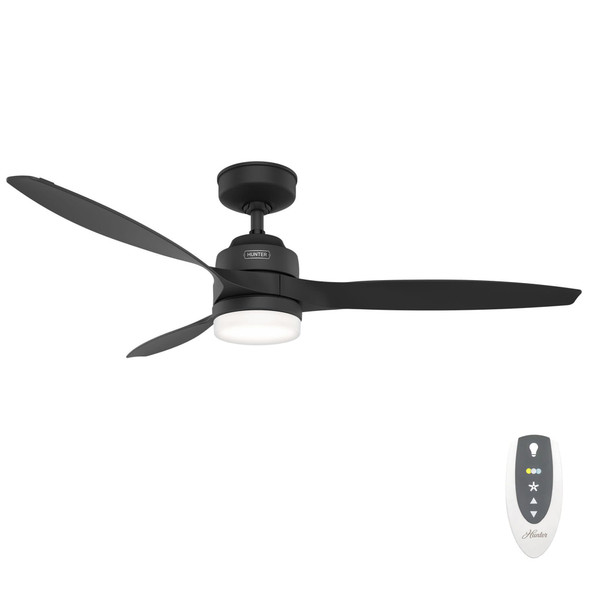HUNTER FAN 52 INCH CEILING FAN WITH LIGHT AND REMOTE - MATTE BLACK