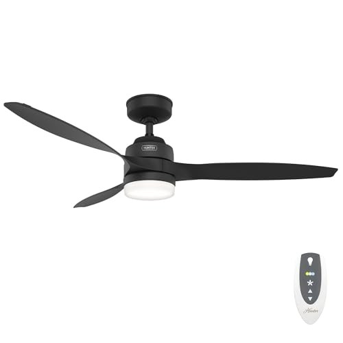HUNTER FAN 52 INCH CEILING FAN WITH LIGHT AND REMOTE - MATTE BLACK