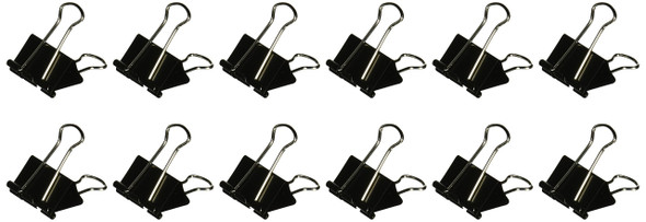 OFFICEMATE BINDER CLIPS,MEDIUM,1-1/4" WIDE,5/8" CAP, 12/BX, BLACK/SILVER