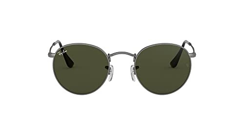 RAY-BAN ROUND METAL SUNGLASSES LENS WIDTH: 53MM - GUNMETAL GREEN