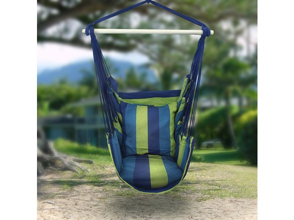 SORBUS NIB SORBUS BLUE HANGING ROPE HAMMOCK CHAIR SWING SEAT - Blue, Green