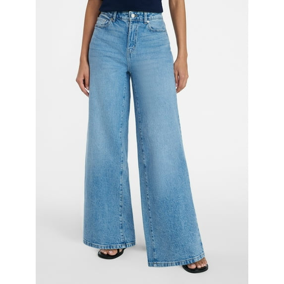 TIME AND TRU WOMEN'S WIDE LEG JEANS, 31" INSEAM - SIZE: WOMEN 6 - MEDIUM WASH New