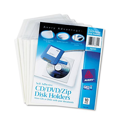 AVERY SELF-ADHESIVE CD/DVD TOP LOAD STORAGE PAGES CLEAR 73721 - PACK OF 10 New