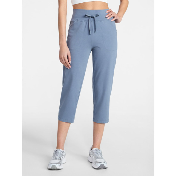 ATHLETIC WORKS WOMEN'S KNIT CAPRI PANTS - SIZE: WOMEN 2XL - MOONSTONE New