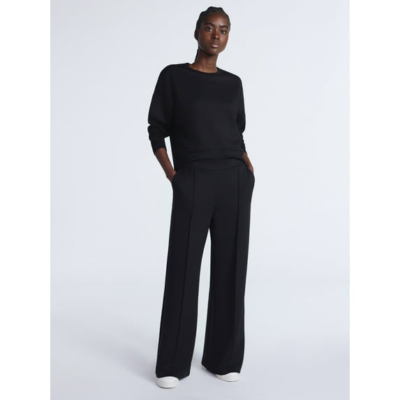 SCOOP PLUS NEW SCUBAKNIT SEAMED SWEATPANTS - SIZE: WOMEN XS - BLACK SOOT New
