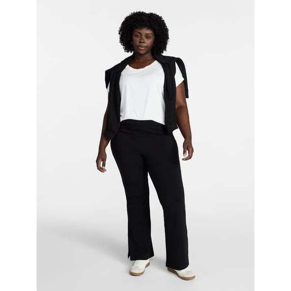 TERRA & SKY WOMEN'S PLUS FLARE LEGGINGS (20W-22W) - SIZE: WOMEN 2X - BLACK SOOT New