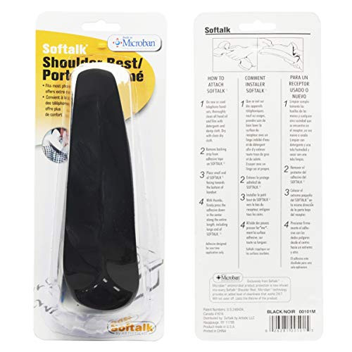 SOFTALK ANTIBACTERIAL PHONE SHOULDER REST | TELEPHONE ACCESSORY - BLACK New