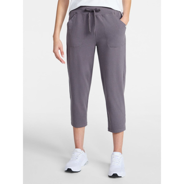 ATHLETIC WORKS WOMEN'S KNIT CAPRI PANTS, 22" INSEAM - SIZE: WOMEN 2X - GRAY ASH New