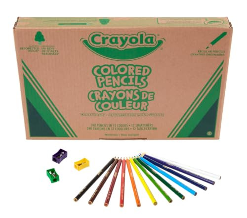 CRAYOLA COLORED PENCILS CLASSPACK 240CT 12 COLORS SUPPLIES - ASSORTED New