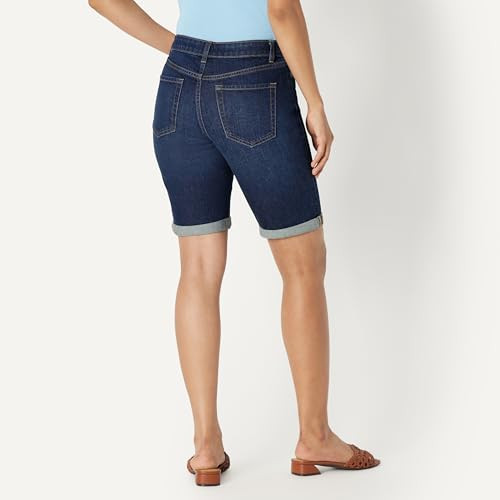 AMAZON ESSENTIALS MID-RISE SLIM BERMSW D 14 AEWM71815DARK-WASH-14-NEW New