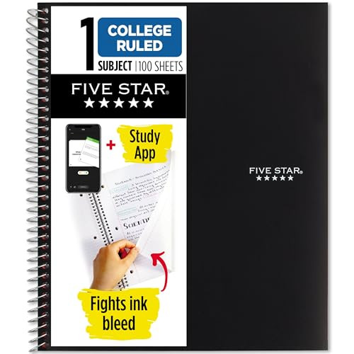 FIVE STAR 1-SUBJECT NOTEBOOK COLLEGE 100 SHEETS B-106 - BLACK