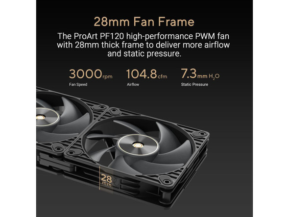 ASUS ProArt PF120 3-Pack 120mm PWM Fans, 3000RPM, High Airflow/Static Pressure,