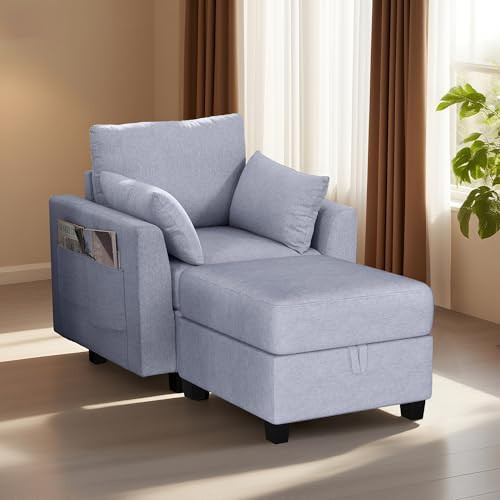 REAL RELAX 31.8" CHAISE LOUNGE CHAIR COMFY CHAISE SOFA RECLINER LIGHT GREY