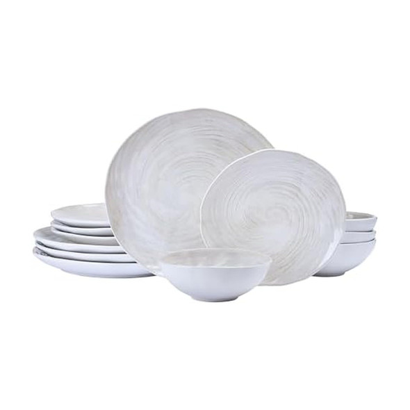 Mikasa Harley 12 Piece Stoneware Hand-Crafted Dinnerware Set, Service for 4 New