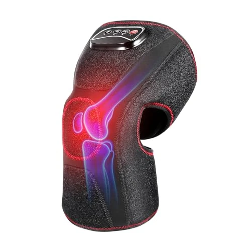 QUINEAR KNEE MASSAGER AIR COMPRESSION HEAT KNEE BRACE WRAP QN-031KS - BLACK/RED