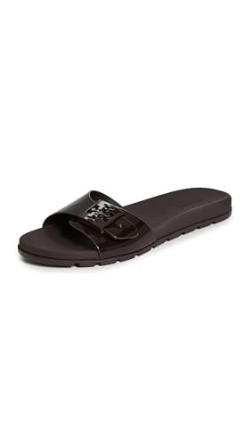 157872-200 TORY BURCH WOMEN'S BUCKLE SLIDES/WOMEN'S MEDIUM SIZE 8 DARK COCOA