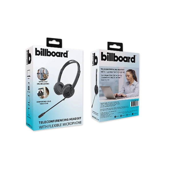 BILLBOARD TELECOM HEADSET BINAURAL OVER THE HEAD HEADSET BB2948 - BLACK New