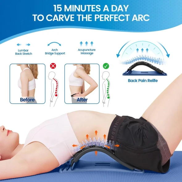 GENERIC BACK STRETCHER FOR LOWER BACK PAIN RELIEF - BLACK/BLUE