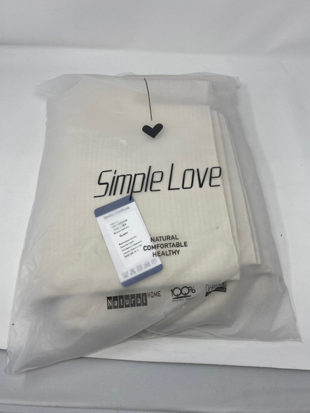 SIMPLE LOVE ADULT'S EUROPEAN FLAX LINEN 2 PIECE SHEET SET QUEEN - BEIGE