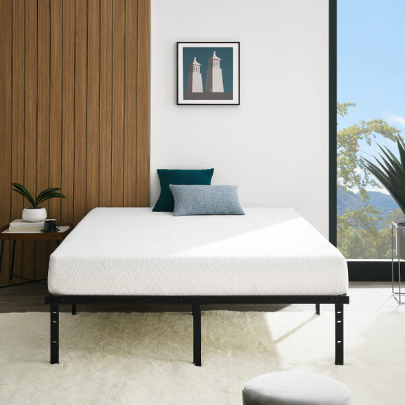Amazon Basics Sturdy Heavy-Duty Non-Slip Platform Bed Frame - King - Black