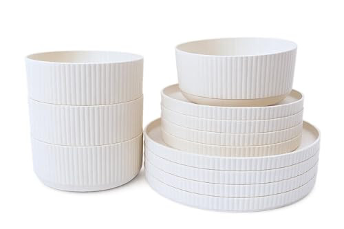 ABODE HOMEWARES MESA WHEAT STRAW 12PC DINNERWARE SET DN25194681 - OFF WHITE