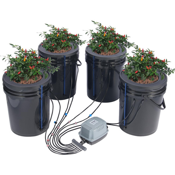 VEVOR DWC HYDROPONICS GROW SYSTEM WITH TOP DRIP KIT EHW0004C-DR - BLACK