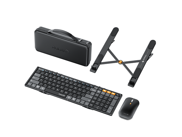 ProtoArc Tri-Fold Wireless Keyboard Mouse Combo with Laptop Stand -portable