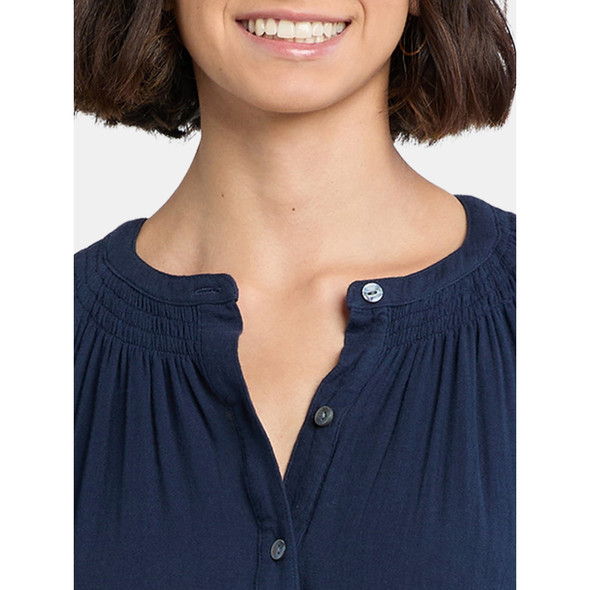 TIME AND TRU WOMEN'S DOUBLE CLOTH COTTON MIDI DRESS - SIZE: WOMEN XL - DARK NAVY New