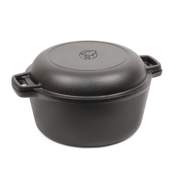 Commercial Chef 2-in-1 5-Qt. Dutch Oven 10.25-Inch Skillet Lid Cast Iron Black