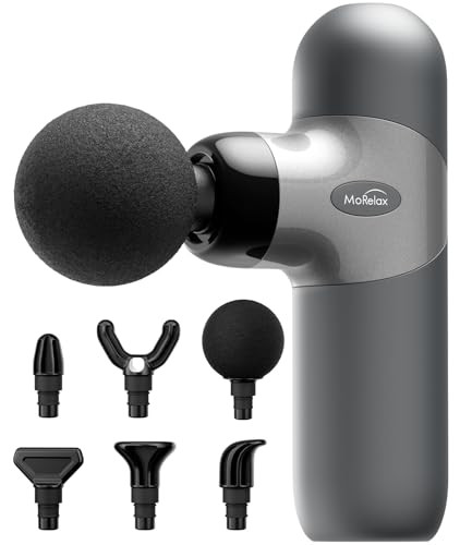 MORELAX MINI MASSAGE GUN PERCUSSION MUSCLE BACK PAIN RELIEF 4 SPEEDS - SILVER