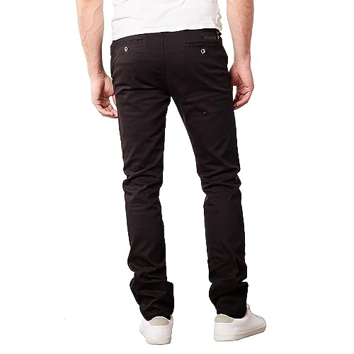 GALAXY BY HARVIC MEN CHINO PANTS, MULTI POCKET, 40/30, BLACK