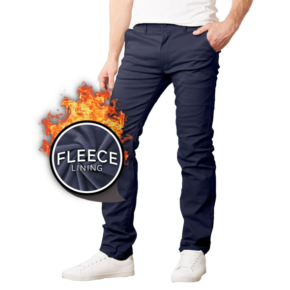 GALAXY BY HARVIC MEN’S HEAVYWEIGHT FLEECE-LINED PANTS - SIZE: MEN 34/31 - NAVY