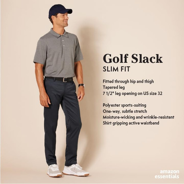 AMAZON ESSENTIALS MEN'S SLIM-FIT ALL-DAY STRETCH GOLF PANT OLIVE SIZE 33W X 30L New