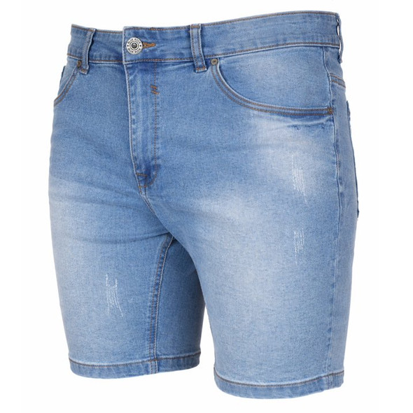 GALAXY BY HARVIC BLU ROCK DEMIN MEN’S JEAN SHORTS - SIZE: MEN 34 - LIGHT BLUE New