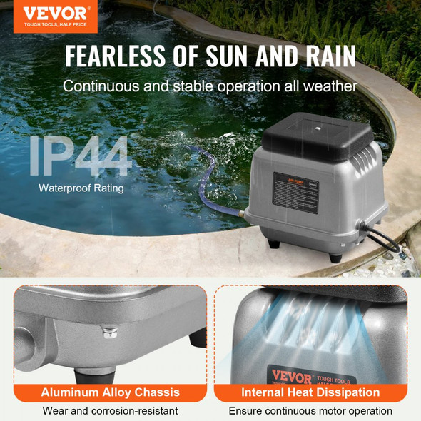 VEVOR LINEAR AIR PUMP, 109L/MIN AIR FLOW SEPTIC AERATOR PUMP - GRAY