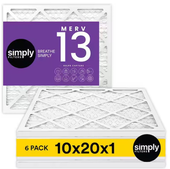 SIMPLY FILTERS 10 IN. X 20 IN. X 1 IN. MERV 13 FPR 10 AIR FILTER 6-PACK - WHITE New
