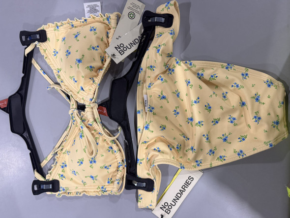 NO BOUNDARIES FLORAL TRIANGLE BIKINI, SIZE MEDIUM 8-10 - YELLOW New